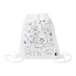 Hátizsák színezhető mintával non-woven 5db zsírkrétával, 25x30cm erdei állatok minta