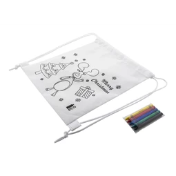 Hátizsák színezhető mintával non-woven, 5db zsírkrétával, 25x30cm karácsony - rénszarva minta