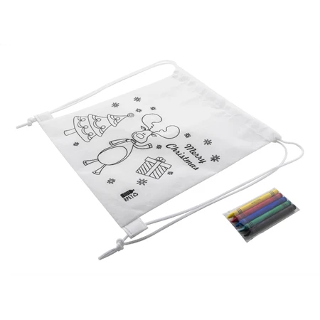Hátizsák színezhető mintával non-woven, 5db zsírkrétával, 25x30cm karácsony - rénszarva minta