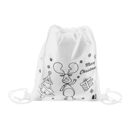 Hátizsák színezhető mintával non-woven, 5db zsírkrétával, 25x30cm karácsony - rénszarva minta