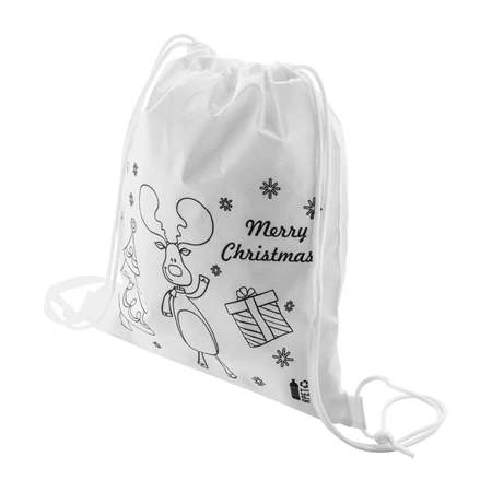 Hátizsák színezhető mintával non-woven, 5db zsírkrétával, 25x30cm karácsony - rénszarva minta