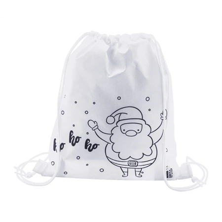 Hátizsák színezhető mintával non-woven, 5db zsírkrétával, 25x30cm karácsony - télapó minta