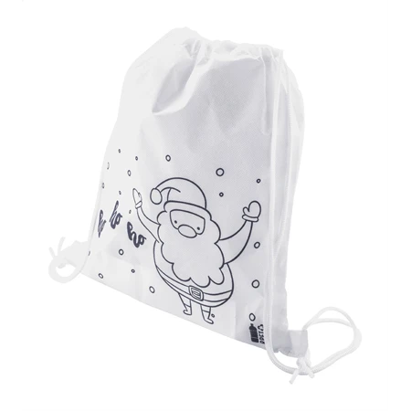 Hátizsák színezhető mintával non-woven, 5db zsírkrétával, 25x30cm karácsony - télapó minta