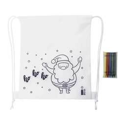 Hátizsák színezhető mintával non-woven, 5db zsírkrétával, 25x30cm karácsony - télapó minta