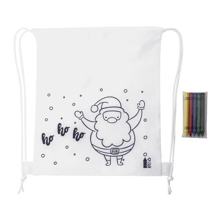 Hátizsák színezhető mintával non-woven, 5db zsírkrétával, 25x30cm karácsony - télapó minta