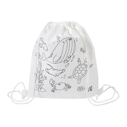 Hátizsák színezhető mintával non-woven 5db zsírkrétával, 25x30cm tengervilág minta
