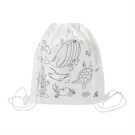 Hátizsák színezhető mintával non-woven 5db zsírkrétával, 25x30cm tengervilág minta