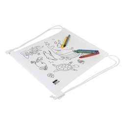 Hátizsák színezhető mintával non-woven 5db zsírkrétával, 25x30cm tengervilág minta