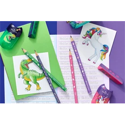 Hegyező 2 lyukú Faber-Castell  Unikornis és Dinoszaurusz