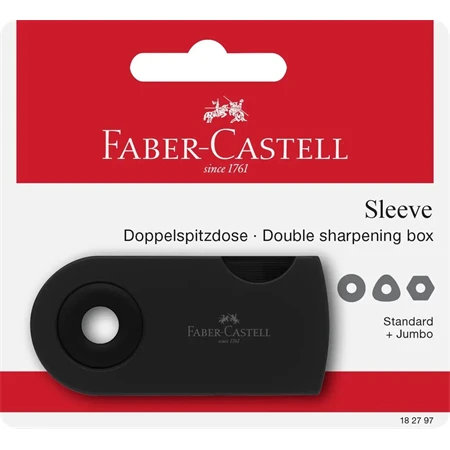 Hegyező 2 lyukú Faber-Castell  műanyag tartályos, vegyes szinek, 1db