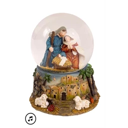 Hógömb havazó, Betlehem, Szent család, LED-es, zenélő 11,5x14cm színes