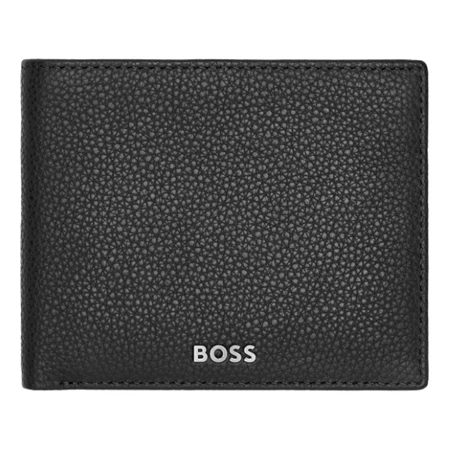 Hugo Boss Bőr pénztárca Classic Grained fekete kihajtható névjegytartóval