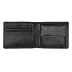 Hugo Boss Bőr pénztárca Iconic apró tartóval fekete