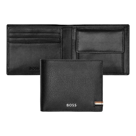Hugo Boss Bőr pénztárca Iconic apró tartóval fekete