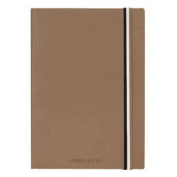 Hugo Boss jegyzetfüzet A/5 Iconic kollekció, gumis vonalas, Camel