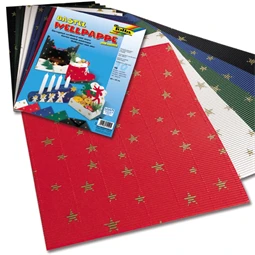 Hullámpapír 35x50cm 10ív/csomag FOLIA hullámpapír arany csillag mintával, vegyes alapszinekben