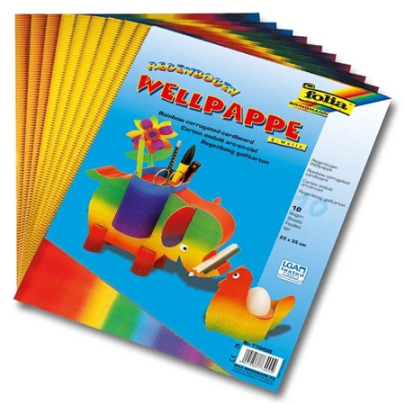 Hullámpapír 35x50cm 10ív/csomag élénk színvilágú FOLIA szivárvány hullámpapír