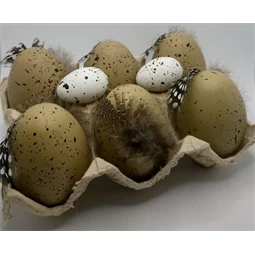 Húsvéti dekor tojás dobozban, műanyag, 6cm, 6db/csomag