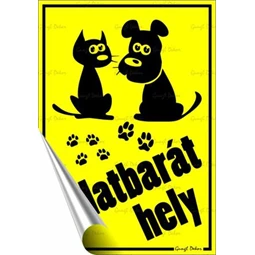 Információs matrica, 11,6x16,6 cm, - Állatbarát hely -