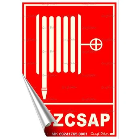 Információs matrica, 12,5x17,5 cm, fluoreszkáló, utánvilágítós, Tűzcsap