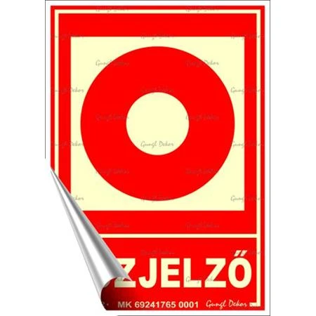 Információs matrica, 12,5x17,5 cm, fluoreszkáló, utánvilágítós, Tűzjelző