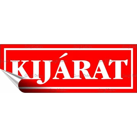 Információs matrica, 14x5 cm, Kijárat, piros