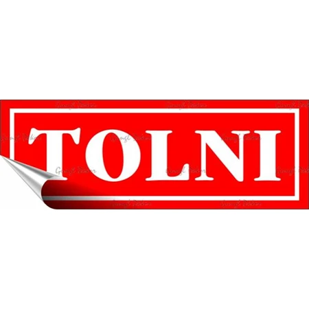 Információs matrica, 14x5 cm, Tolni, piros