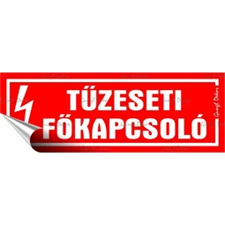 Információs matrica, 14x5 cm, Tűzeseti főkapcsoló