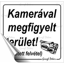 Információs matrica, 8,7x8,3 cm, Kamerával megfigyelt terület