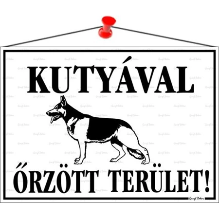 Információs tábla, 35x25 cm, Kutyával őrzött terület!