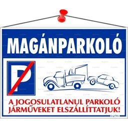 Információs tábla, 35x25 cm, Magánparkoló