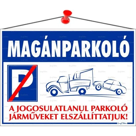 Információs tábla, 35x25 cm, Magánparkoló