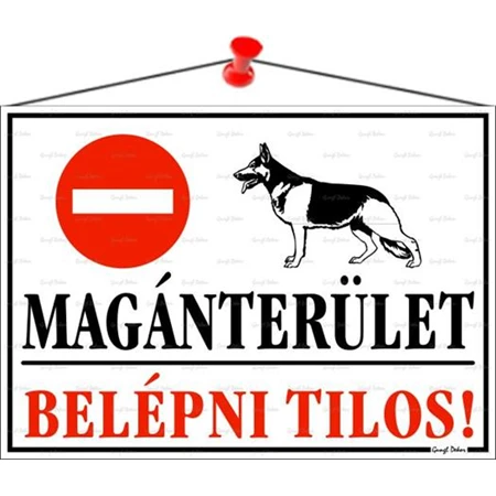 Információs tábla, 35x25 cm, Magánterület, belépni tilos!
