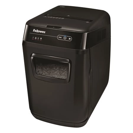 Iratmegsemmisítő, konfetti, 150 lap, FELLOWES AutoMax 150C, biztonsági fokozat: P-3, 32 lieres tartály