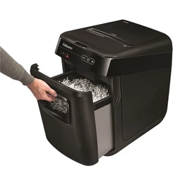Iratmegsemmisítő, konfetti, 200 lap, FELLOWES AutoMa 200C, biztonsági fokozat: P-4, 32 lieres tartály