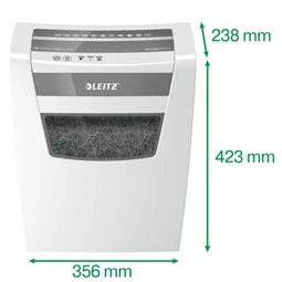 Iratmegsemmisítő, konfetti, 10 lap, LEITZ  IQ Home Office, biztonsági fokozat: P-4, 23 lieres tartály