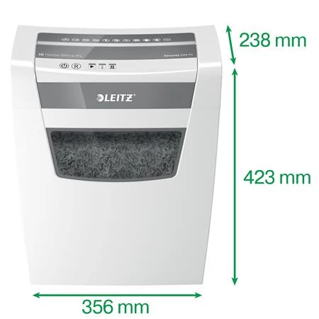 Iratmegsemmisítő, konfetti, 10 lap, LEITZ  IQ Home Office, biztonsági fokozat: P-4, 23 lieres tartály