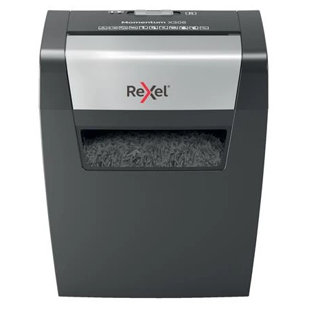 Iratmegsemmisítő, konfetti,  8 lap, REXEL Momentum X308,  biztonsági fokozat: P-3, 15 lieres tartály