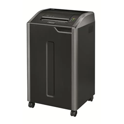 Iratmegsemmisítő, csík, 37 lap, FELLOWES Powershred 425i,  biztonsági szint P-2, 121 literes tartály