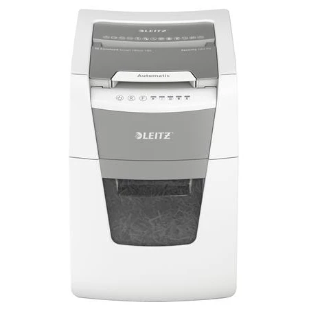 Iratmegsemmisítő, konfetti, 100 lap, LEITZ IQ AutoFeed SmallOffice 100 P4 Pro, biztonsági fokozat:P-4, 34 lieres tartály