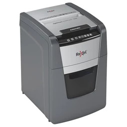 Iratmegsemmisítő, konfetti, 100 lap, REXEL Optimum AutoFeed+ 100X, biztonsági fokozat: P-4, 34 lieres tartály