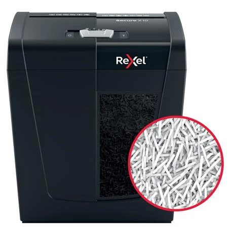 Iratmegsemmisítő, konfetti, 10 lap, REXEL, Secure X10, biztonsági fokozat: P-4, 18 lieres tartály