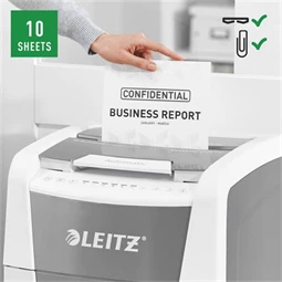 Iratmegsemmisítő, konfetti, 300 lap, LEITZ "Q AutoFeed Office 300 P4 Pro, biztonsági fokozat: P-4, 60 lieres tartály