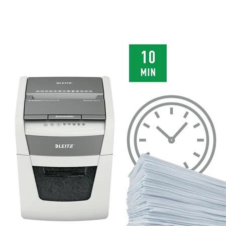 Iratmegsemmisítő, konfetti, 50 lap, LEITZ IQ AutoFeed SmallOffice 50 P4 Pro, biztonsági fokozat: P-4, 20 lieres tartály