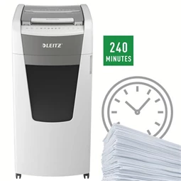 Iratmegsemmisítő, konfetti, 600 lap, LEITZ IQ AutoFeed Office 600 P4, biztonsági fokozat: P-4, 110 lieres tartály