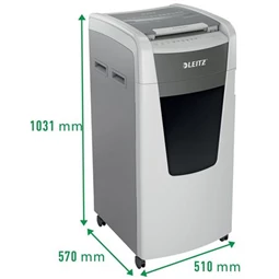Iratmegsemmisítő, konfetti, 600 lap, LEITZ IQ AutoFeed Office 600 P4, biztonsági fokozat: P-4, 110 lieres tartály