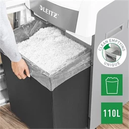Iratmegsemmisítő, konfetti, 600 lap, LEITZ IQ AutoFeed Office 600 P4, biztonsági fokozat: P-4, 110 lieres tartály