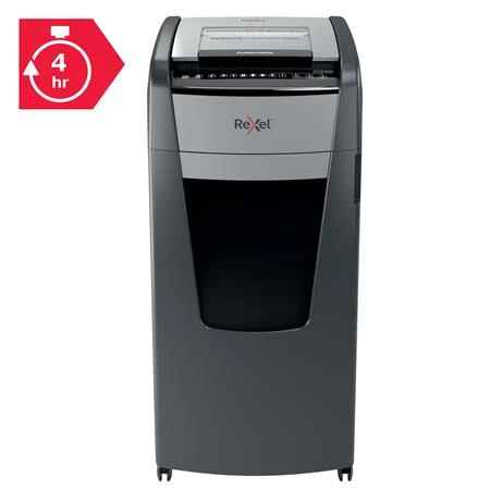 Iratmegsemmisítő, konfetti, 750 lap, REXEL, Optimum AutoFeed+ 750X, biztonsági fokozat: P-4, 140 lieres tartály
