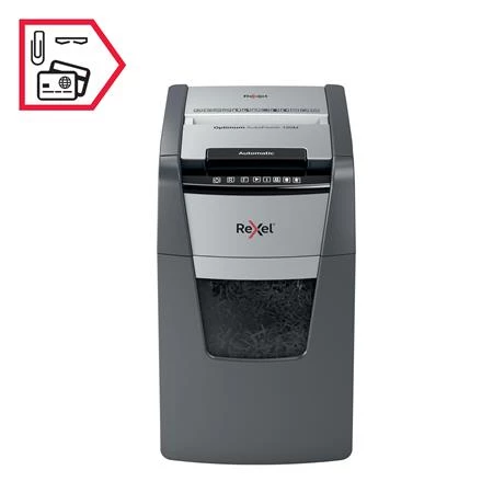 Iratmegsemmisítő, mikrokonfetti, 130 lap, REXEL, Optimum AutoFeed+ 130M, biztonsági fokozat: P-5, 4 lieres tartály