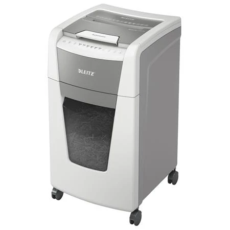 Iratmegsemmisítő, mikrokonfetti, 150 lap, LEITZ IQ AutoFeed Office 150 P5 Pro, biztonsági fokozat: P-5, 44 lit tartály